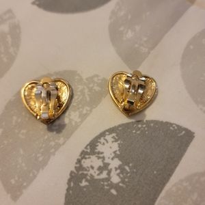 Faux diamond heart clip earrings